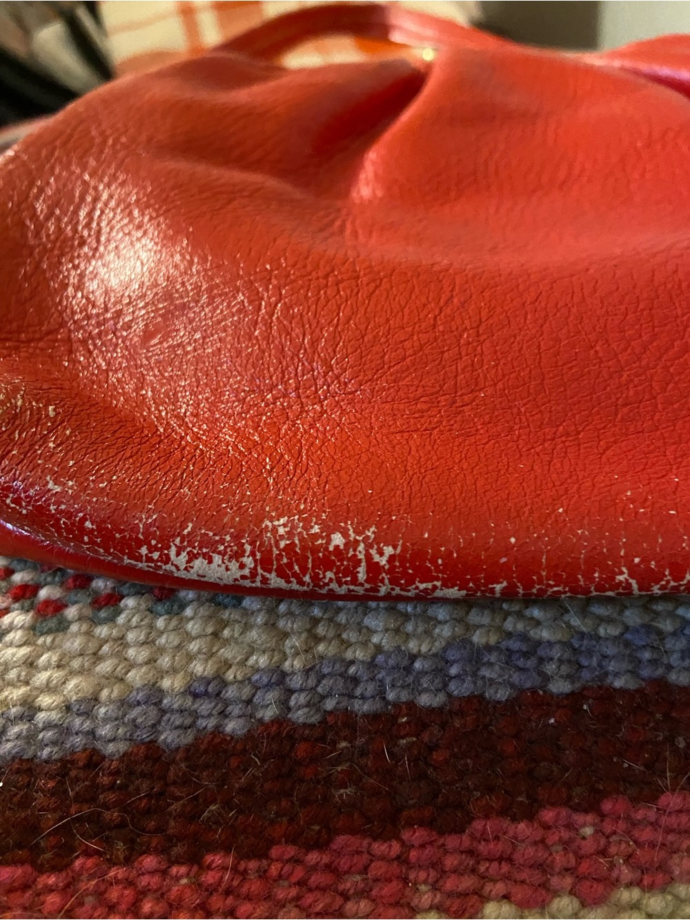 Vintage Red Leather Frame-Top Wristlet Handbag - Picture 7 of 8